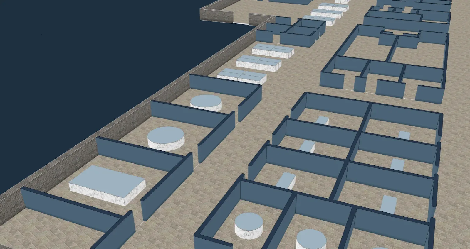 3D models on office map with texture and colors