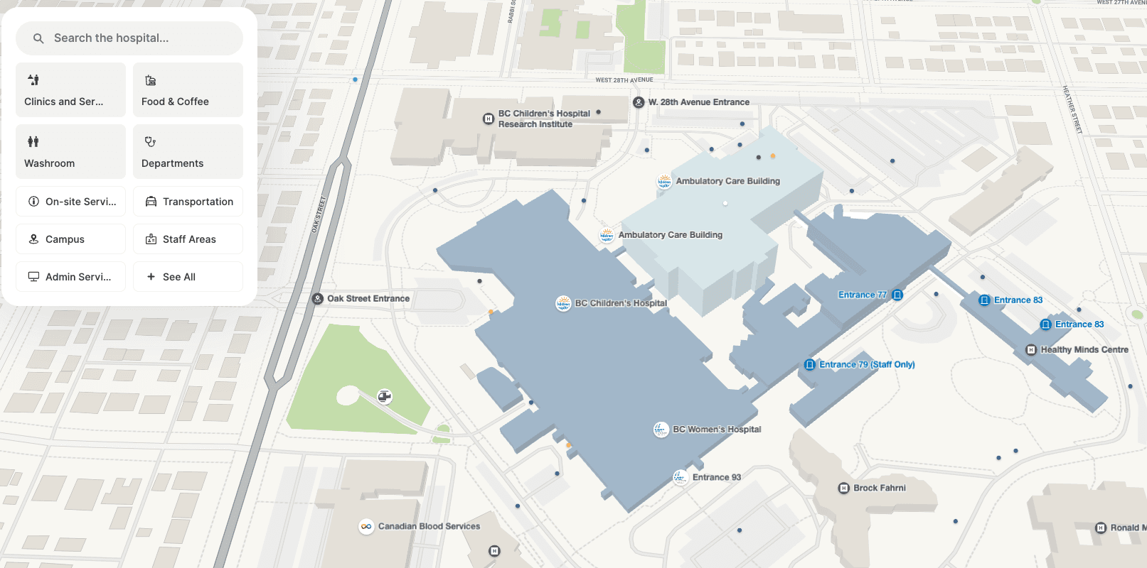 BC Children's Hospital map