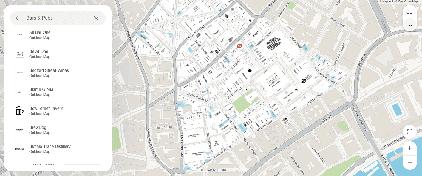 Covent Garden digital interactive map