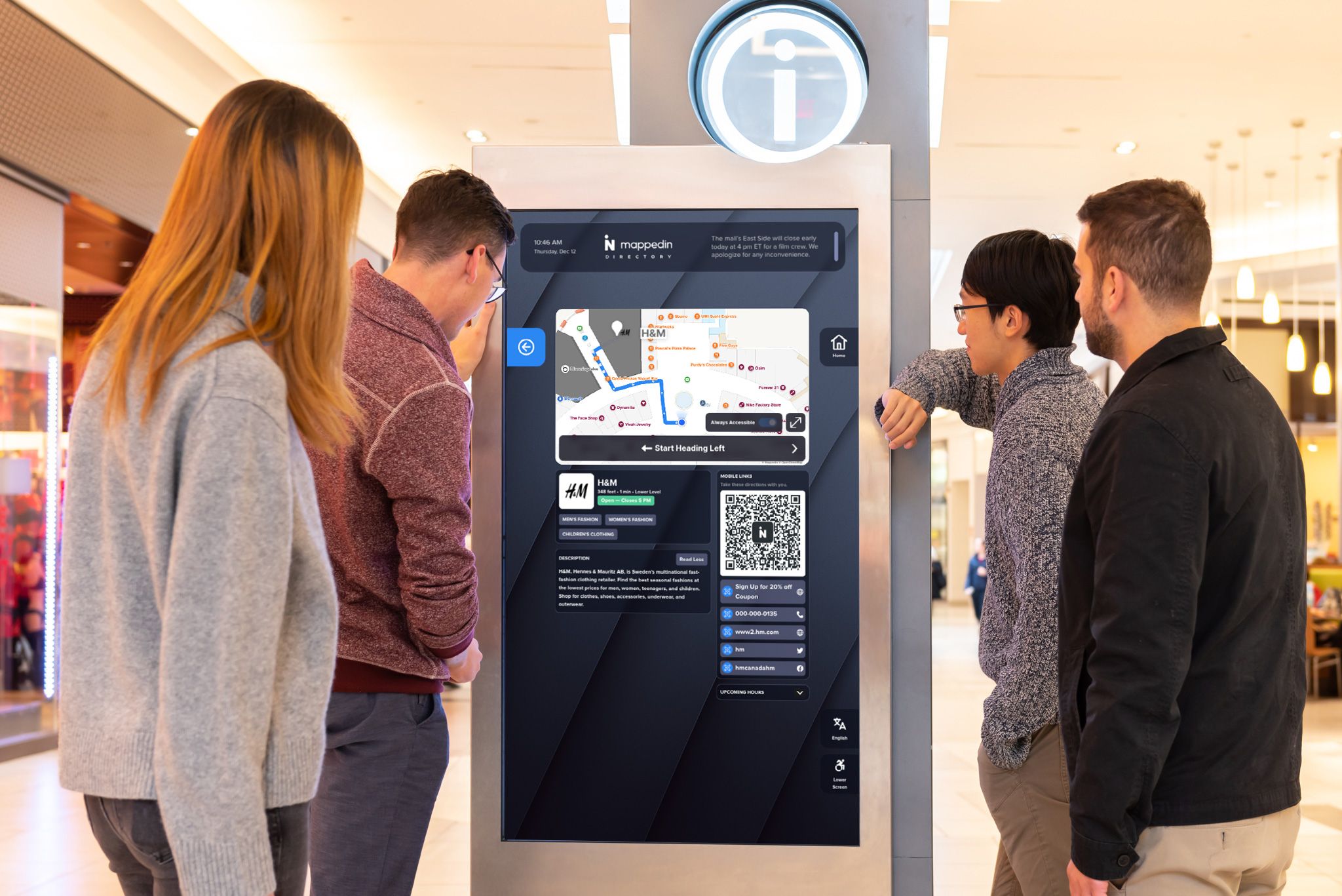 Interactive kiosk software for enterprise venues