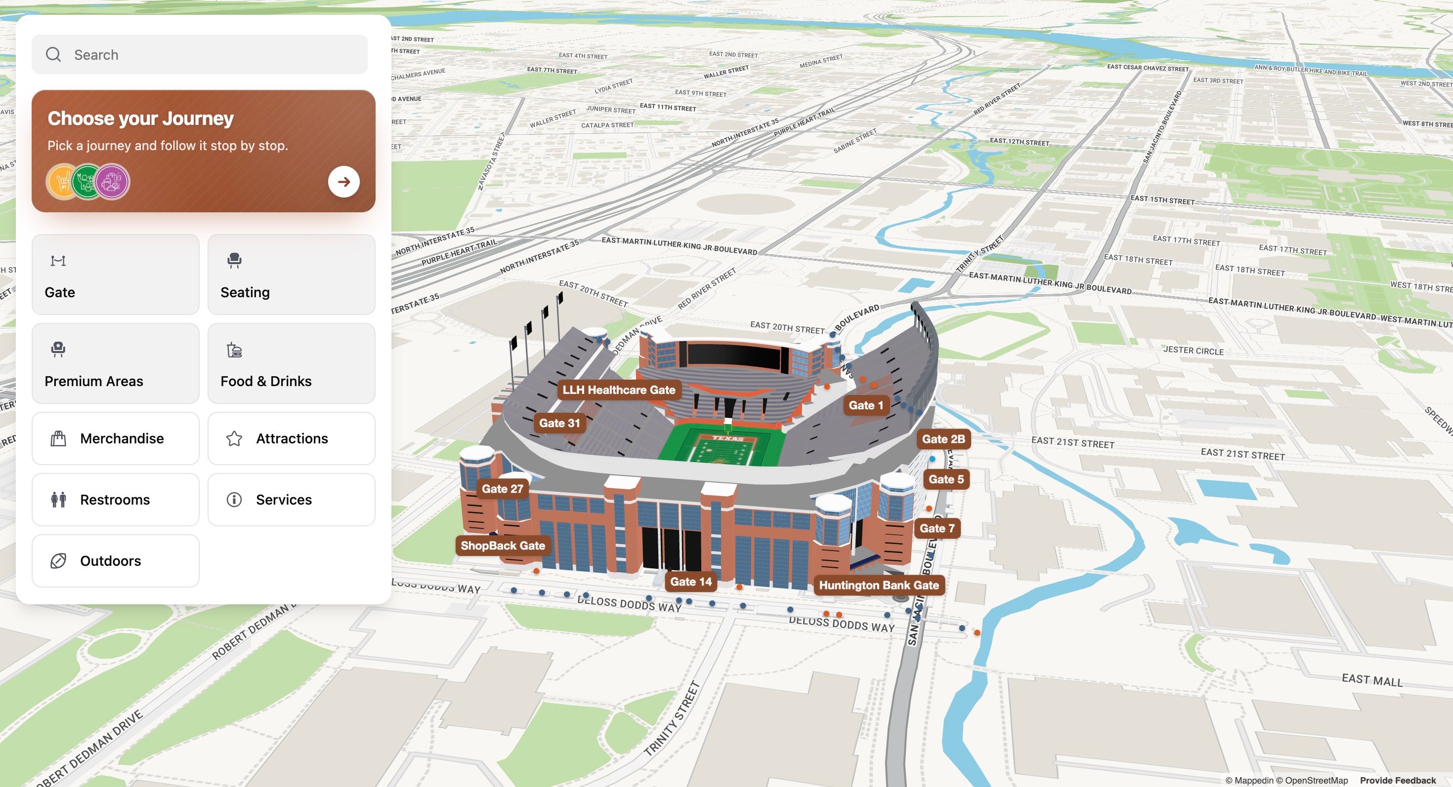 University of Texas at Austin Fan Journey Selector