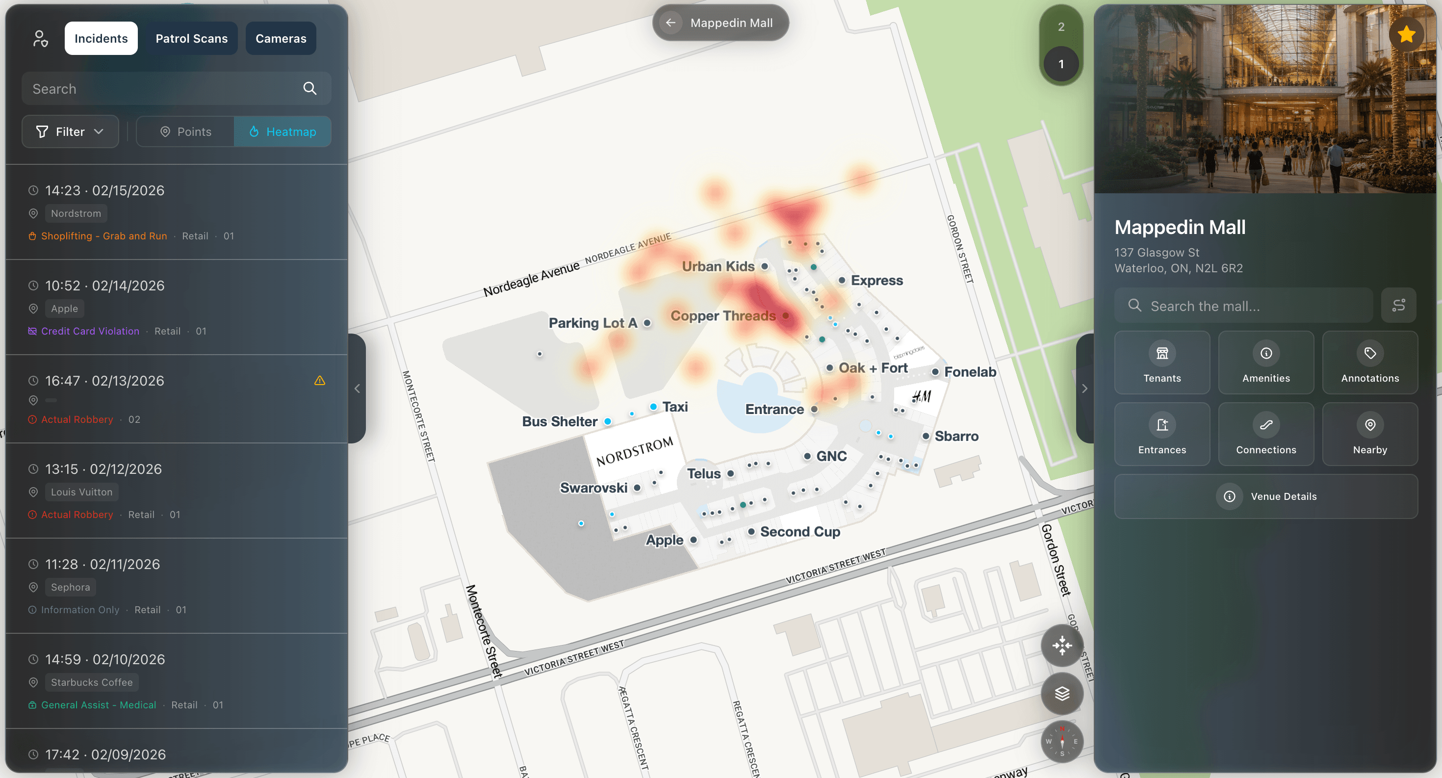 Retail security heatmap analytics
