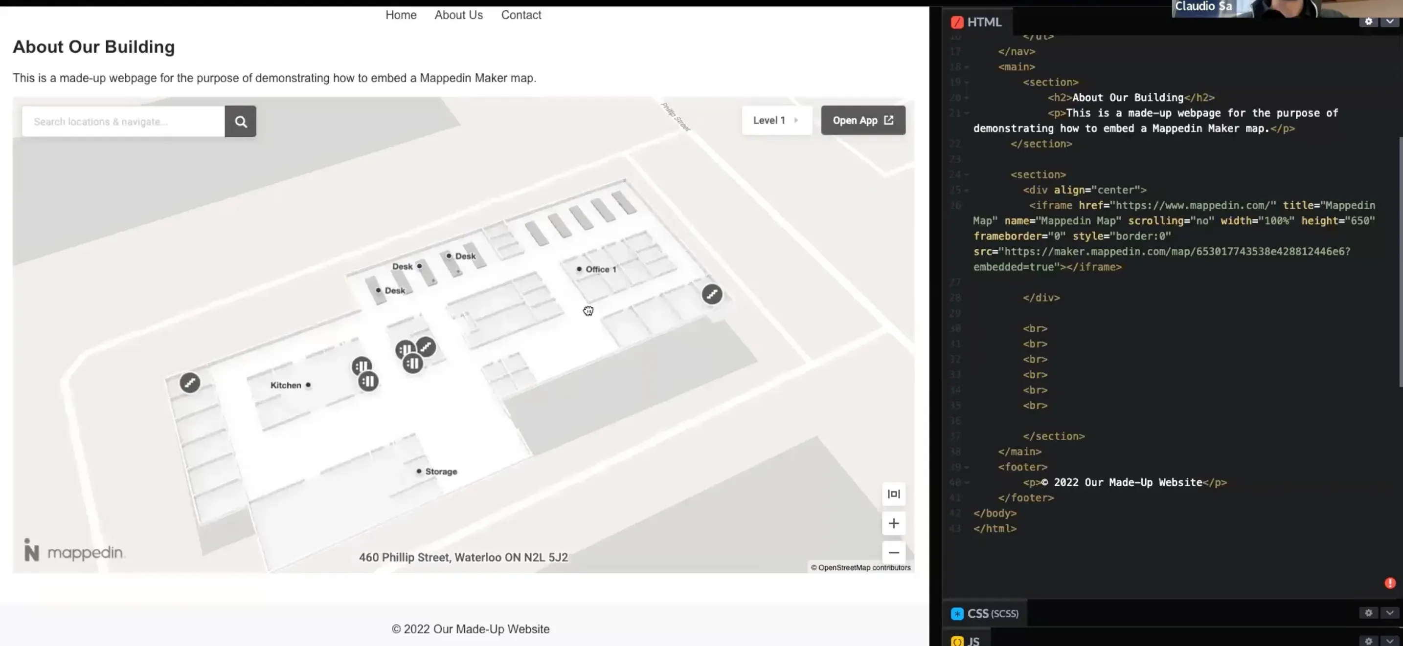 Embedding Mappedin map