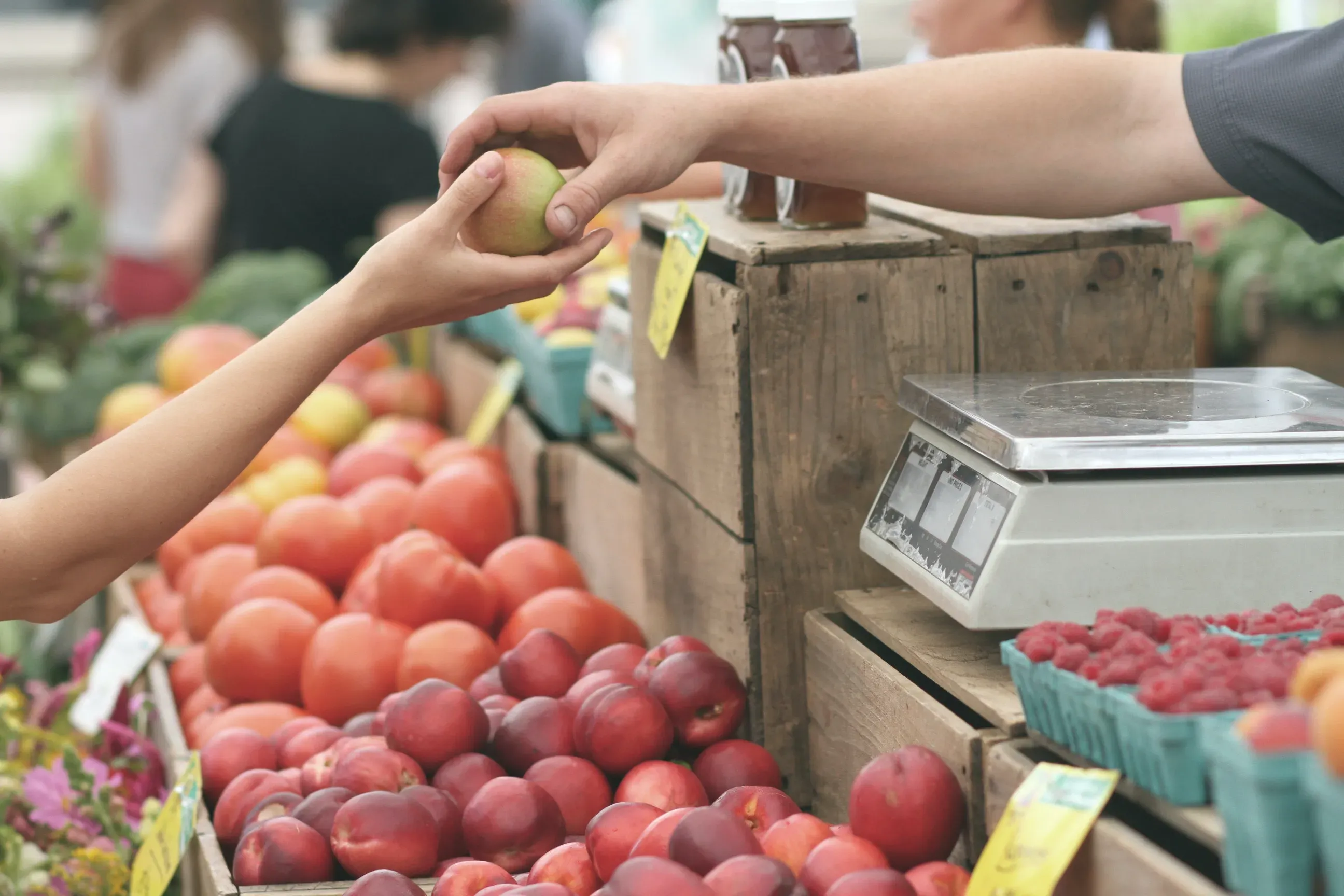 grocery store veggies cashier