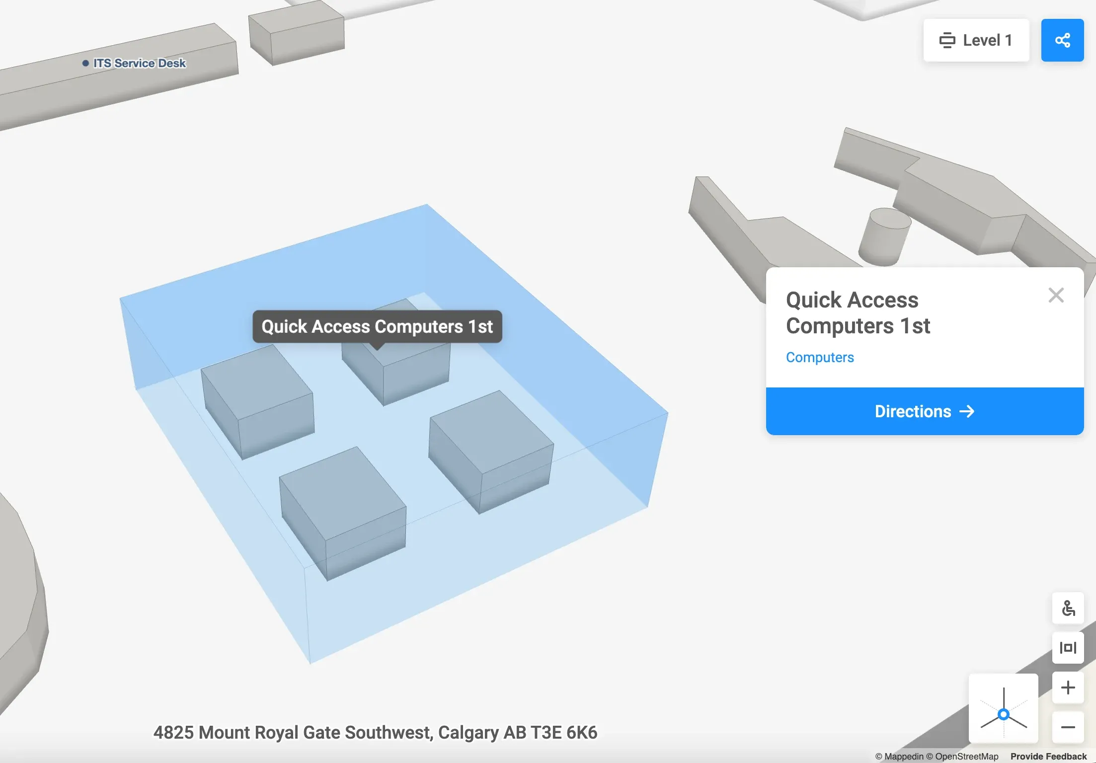 Visible areas on map